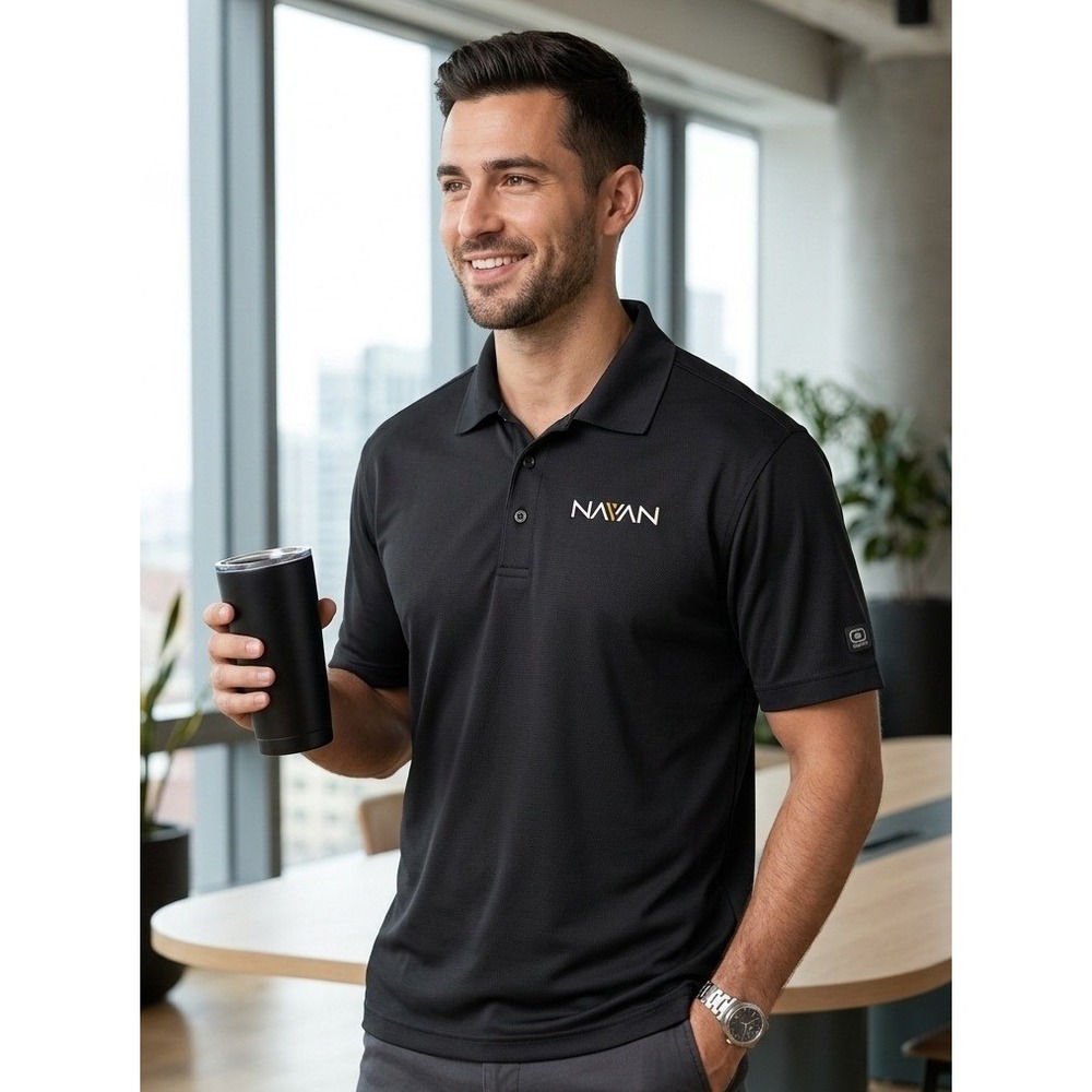 OGIO Performance Short Sleeve Golf Polo Shirt Men's XL Navan Logo Black Athletic